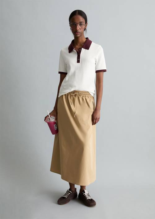 Polo structuré slim Offwhite en vue de face