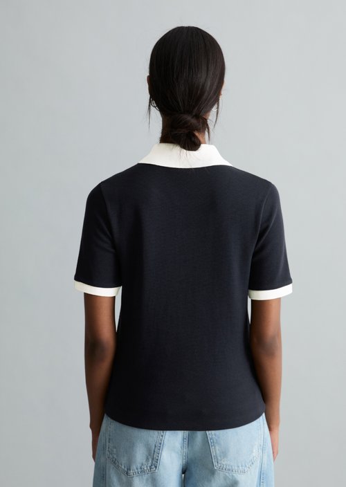 Polo shirt with structure slim — Dark Blue