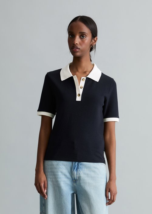 Polo shirt with structure slim — Dark Blue