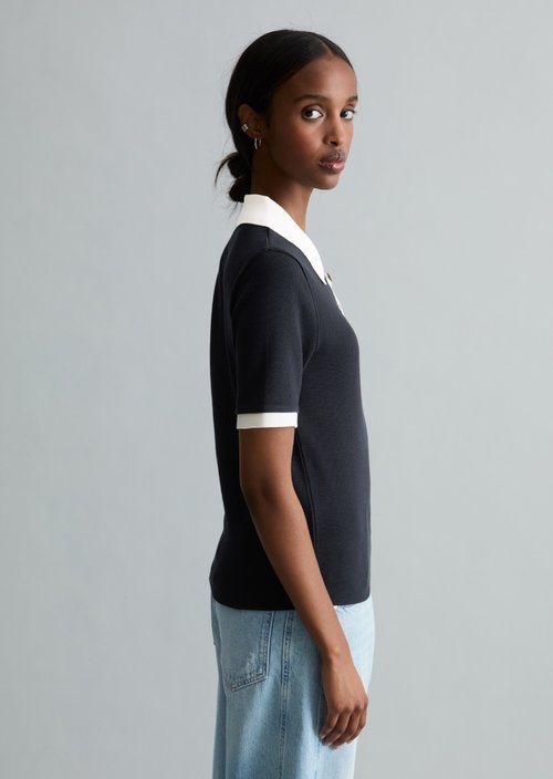 Polo shirt with structure slim — Dark Blue