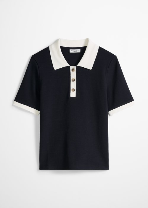Polo shirt with structure slim — Dark Blue