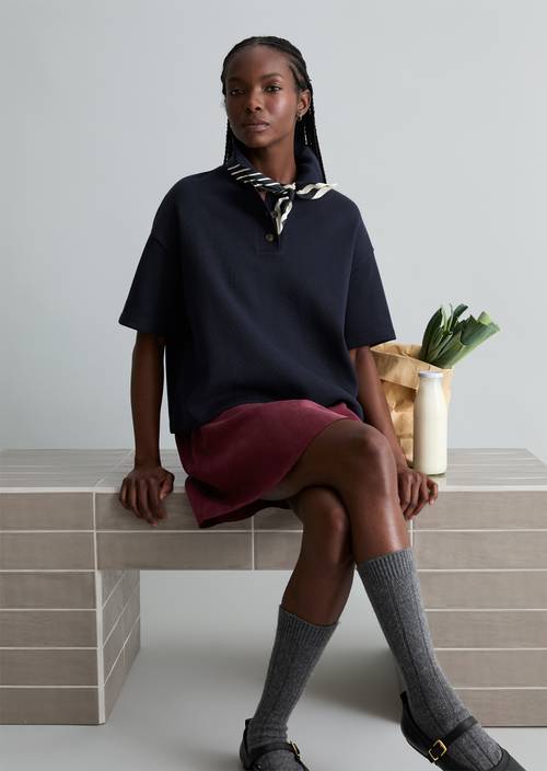 Poloshirt relaxed Blue Depths in Frontalansicht