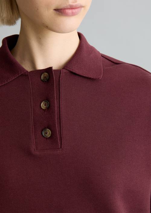 Poloshirt relaxed Merlot Red in Detailansicht