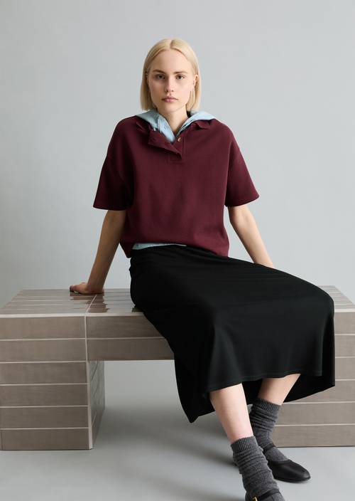 Poloshirt relaxed Merlot Red in Frontalansicht
