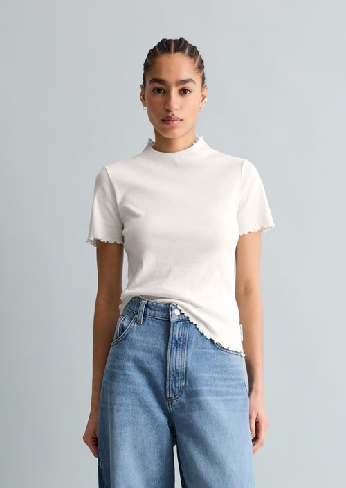 Ribbed T-shirt slim — Silky White