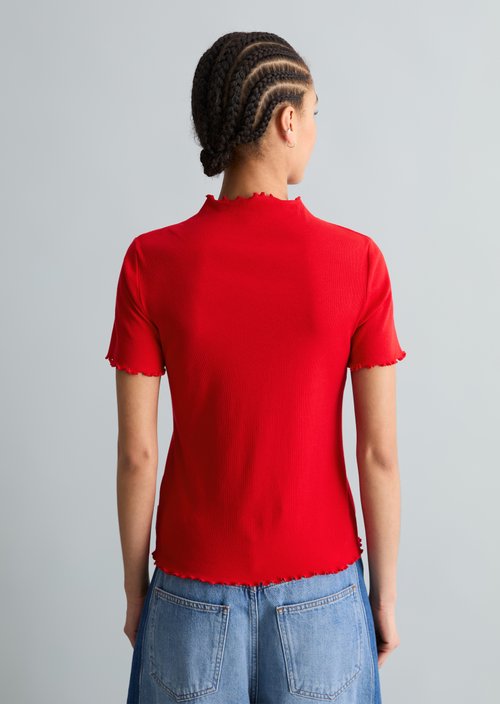 Ribbed T-shirt slim — Carmine Red