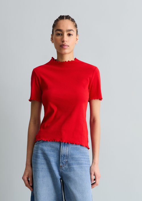 Ribbed T-shirt slim — Carmine Red