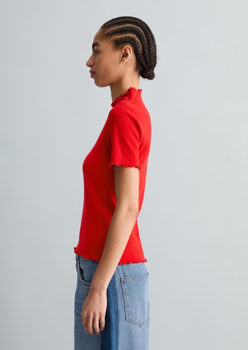 Ribbed T-shirt slim — Carmine Red