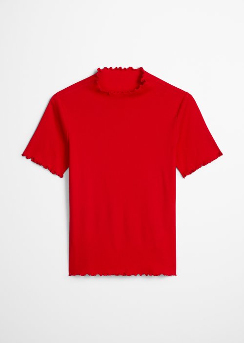 Ribbed T-shirt slim — Carmine Red