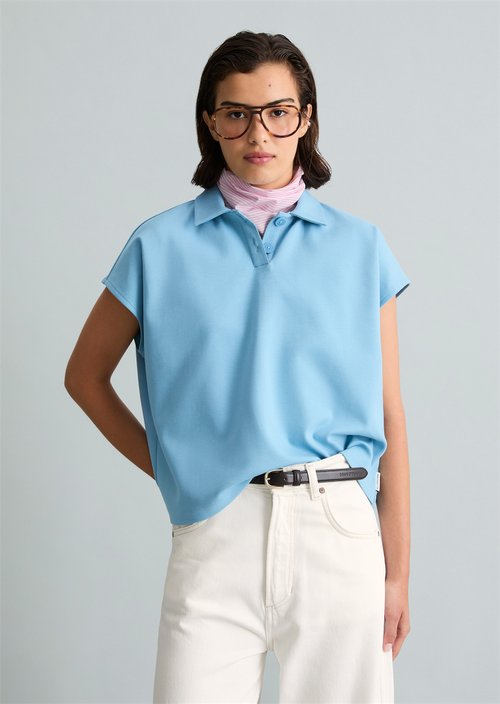 Polo shirt wide — Blue Dawn