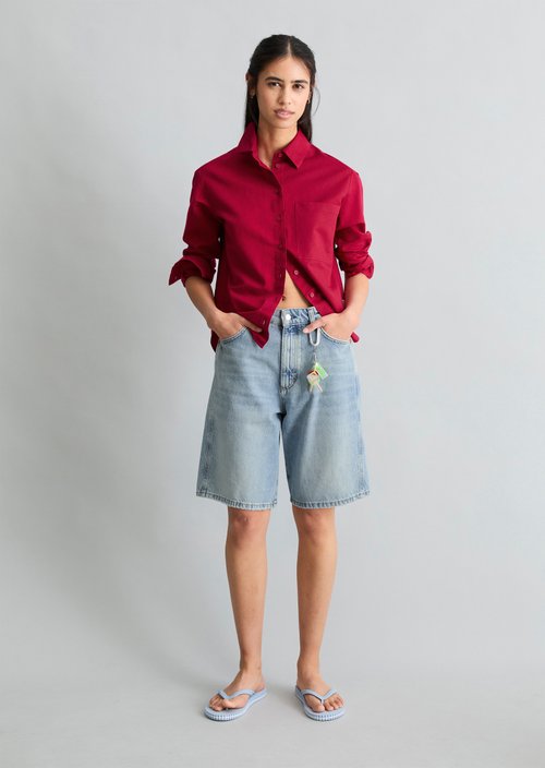 Marc O'Polo Bermuda jeans model Jonnda relaxed, Dames, blauw, 29, 100% Katoen