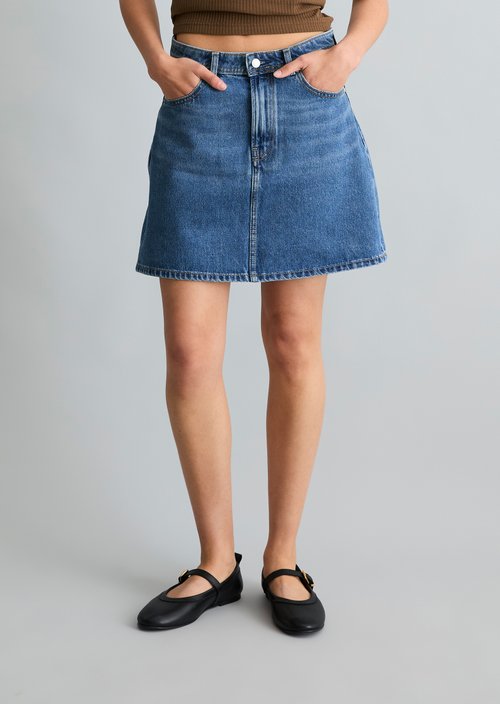 Regular denim mini skirt — Medium Blue