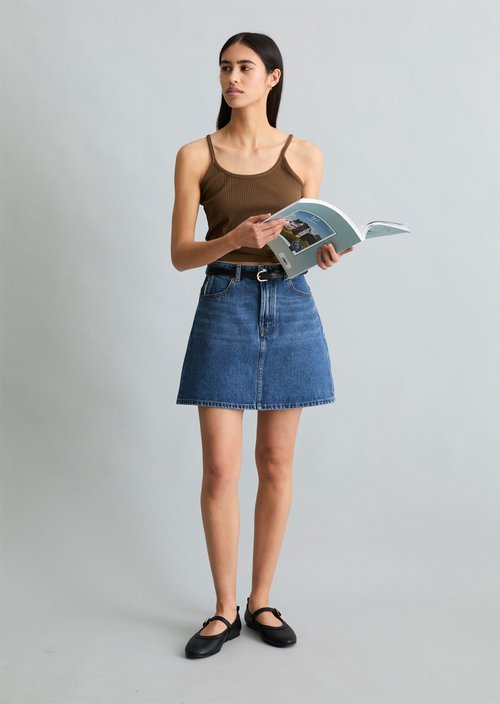 Regular denim mini skirt — Medium Blue