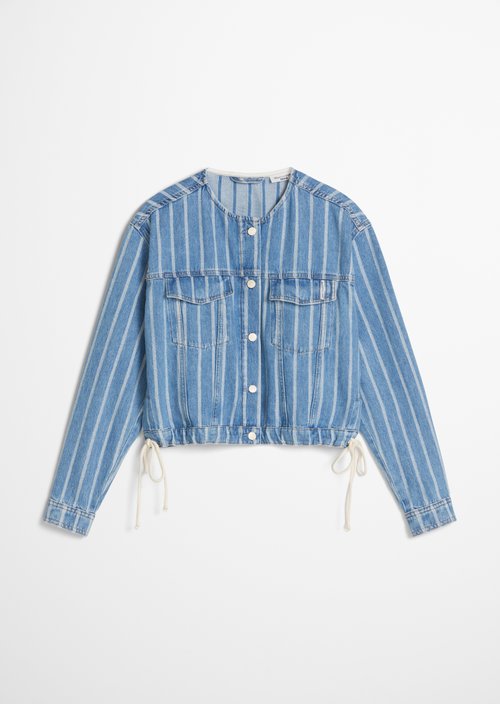 Boxy Striped Denim Jacket — Medium Blue