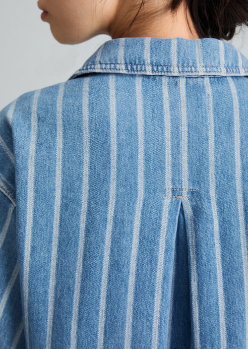 Loose-fitting striped denim dress — Medium Blue