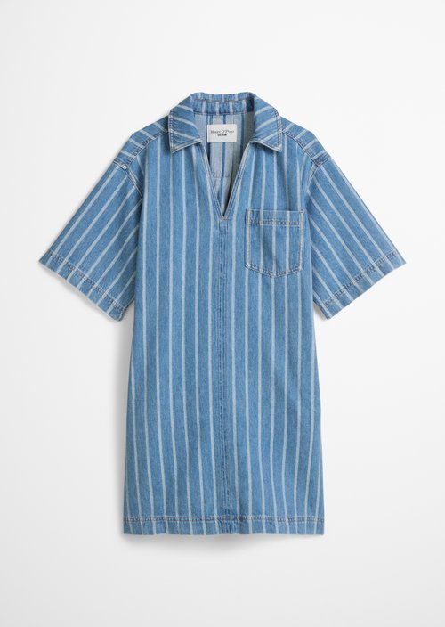 Loose-fitting striped denim dress — Medium Blue