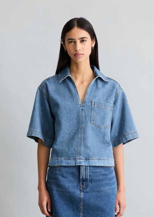 Loose-fitting denim tunic — Medium Blue