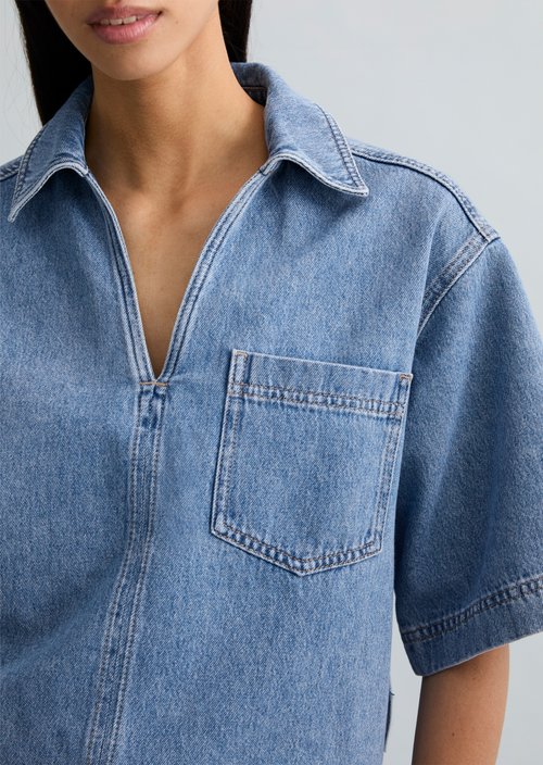 Loose-fitting denim tunic — Medium Blue