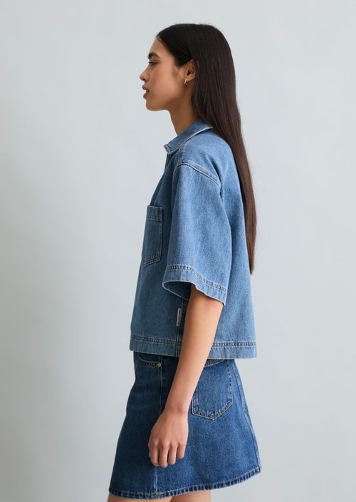 Loose-fitting denim tunic — Medium Blue