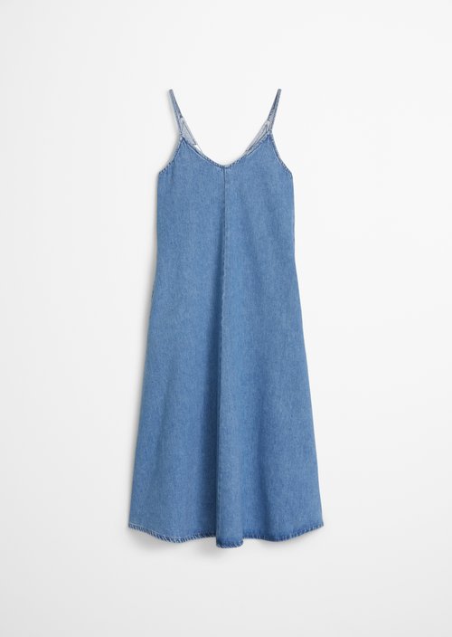 Relaxed denim strap dress — Medium Blue