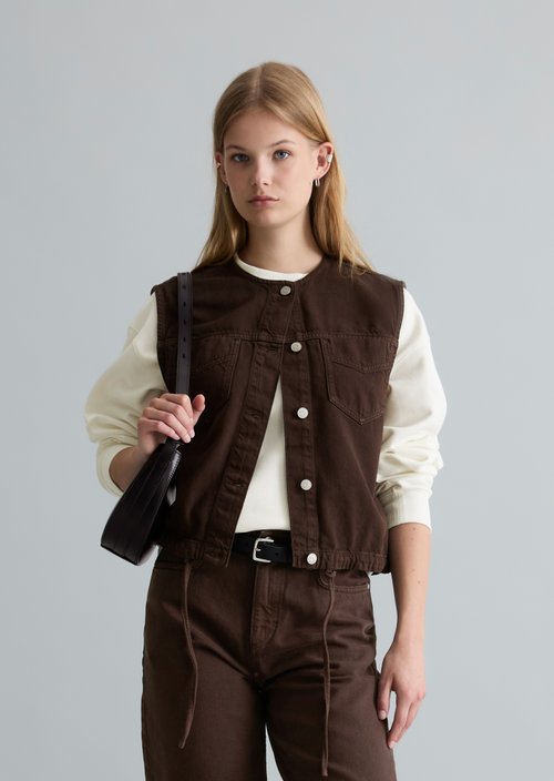 Denim vest boxy — Shaded Brown