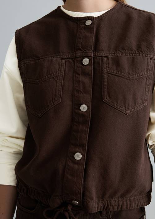 Jeansweste boxy Shaded Brown in Detailansicht