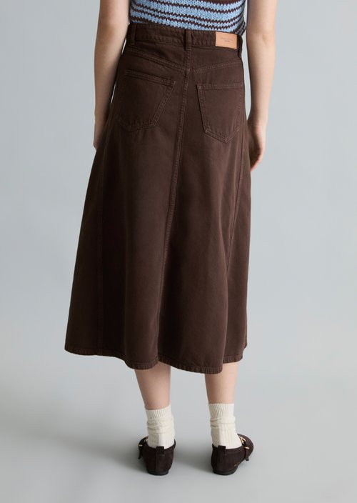 Denim skirt flared — Shaded Brown (alternate view)