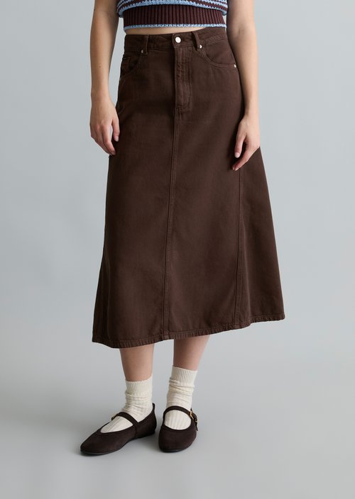 Denim skirt flared — Shaded Brown
