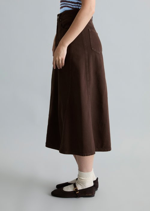 Denim skirt flared — Shaded Brown