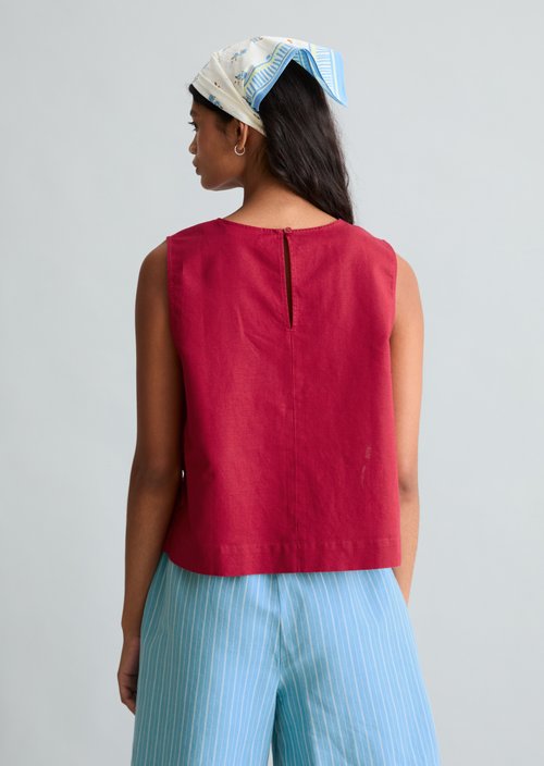 Blouse top boxy — Vivid Cherry