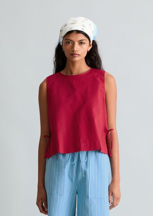 Blouse top boxy — Vivid Cherry
