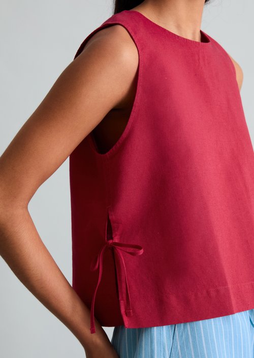 Blouse top boxy — Vivid Cherry