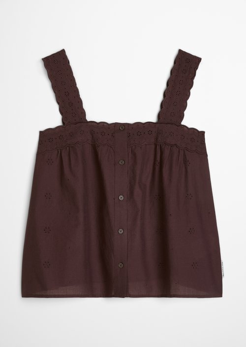 Broderie-Anglaise-Top regular — Burnt Aubergine