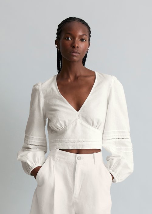 Boho wrap blouse slim — Silky White