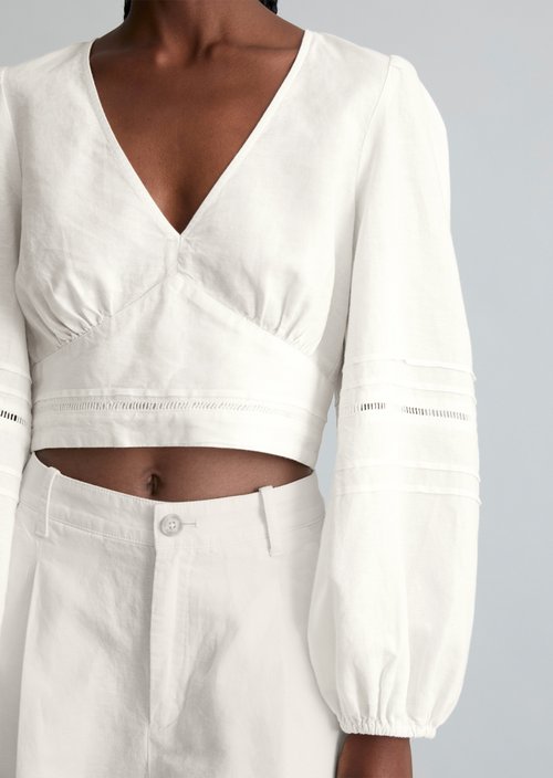 Boho wrap blouse slim — Silky White