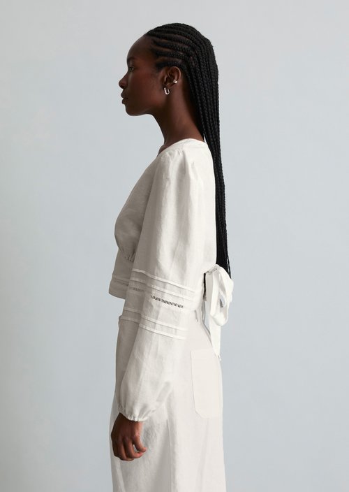 Boho wrap blouse slim — Silky White