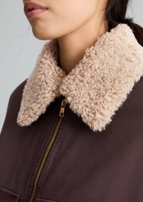 Regular-Fit Canvas Jacket Espresso Brown in detail view