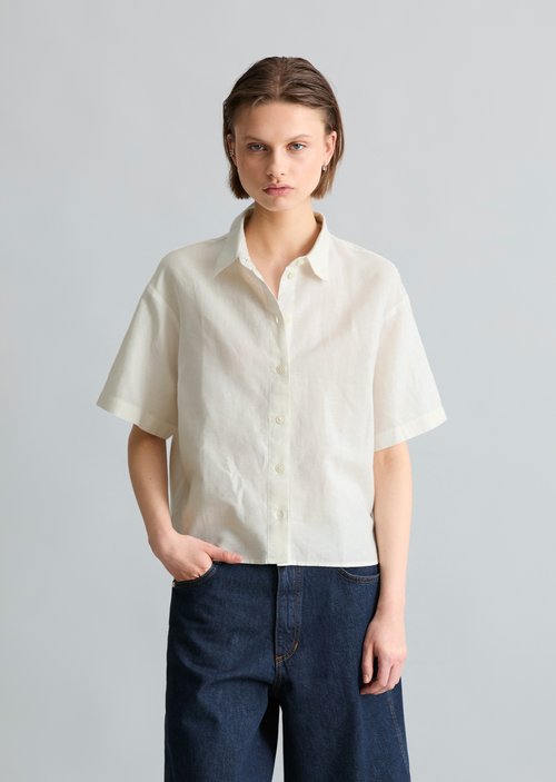 Relaxed short-sleeved blouse — Silky White