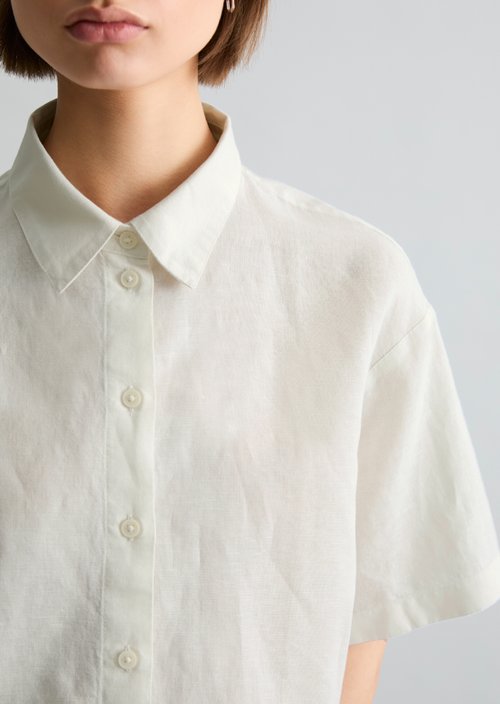 Relaxed short-sleeved blouse — Silky White