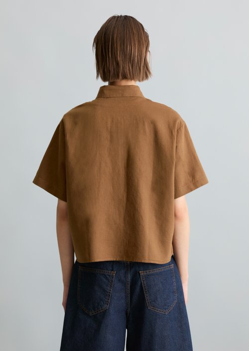 Relaxed short-sleeved blouse — Umbra Brown
