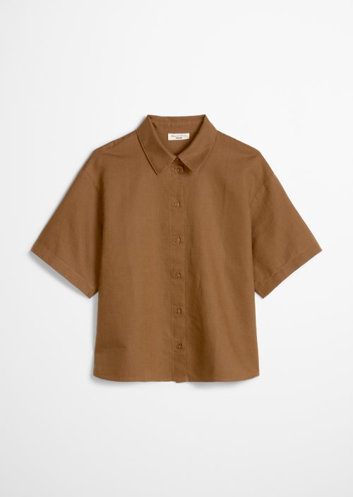 Relaxed short-sleeved blouse — Umbra Brown