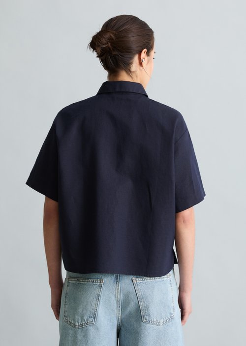 Relaxed short-sleeved blouse — Blue Depths