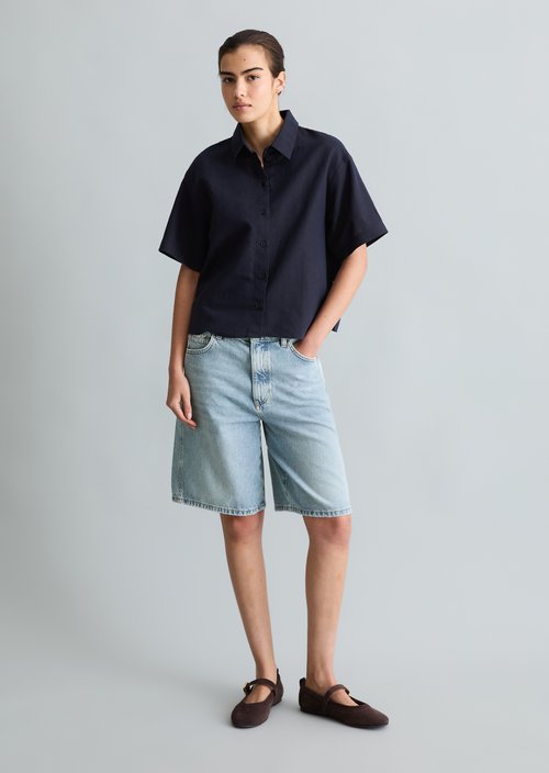 Relaxed short-sleeved blouse — Blue Depths