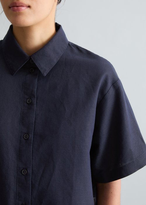 Relaxed short-sleeved blouse — Blue Depths