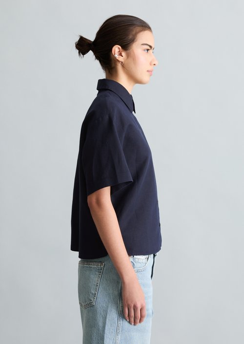 Relaxed short-sleeved blouse — Blue Depths