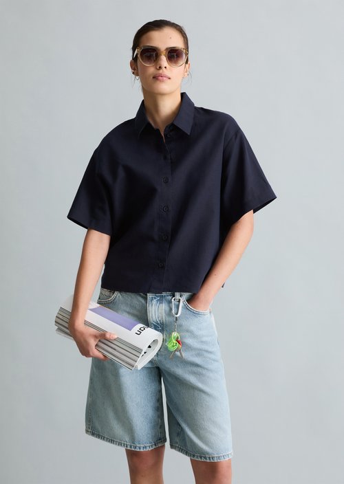 Relaxed short-sleeved blouse — Blue Depths