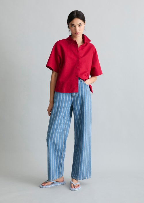 Relaxed short-sleeved blouse — Vivid Cherry