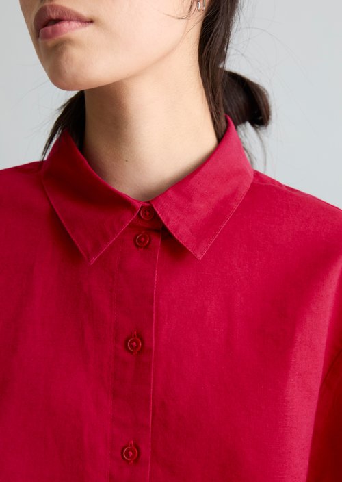Relaxed short-sleeved blouse — Vivid Cherry
