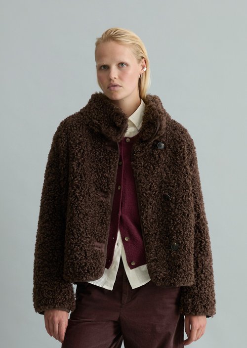 Regular-Fit Teddy Jacket — Espresso Brown