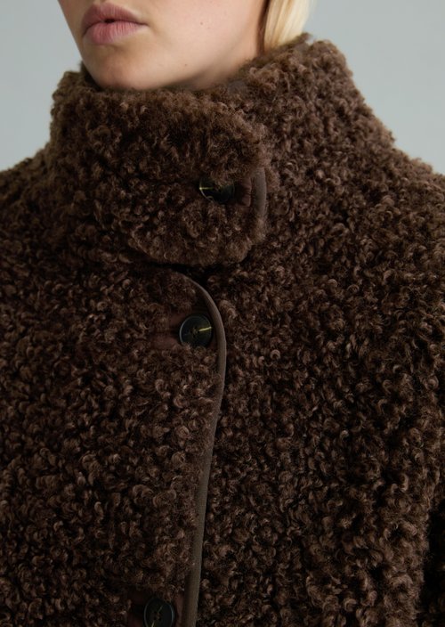 Regular-Fit Teddy Jacket — Espresso Brown